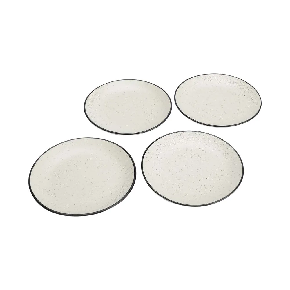 Black Bordered Matte White Ceramic Side Plates Set Of 4