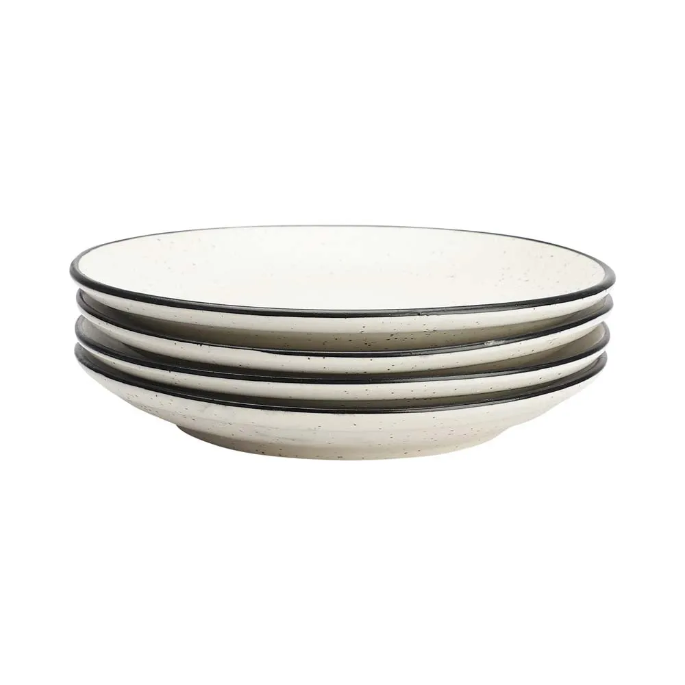 Black Bordered Matte White Ceramic Side Plates Set Of 4