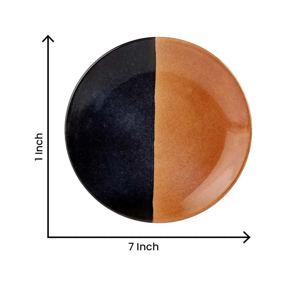 Black & Brown Handpainted Ceramic Dinner Plates Set Of 4