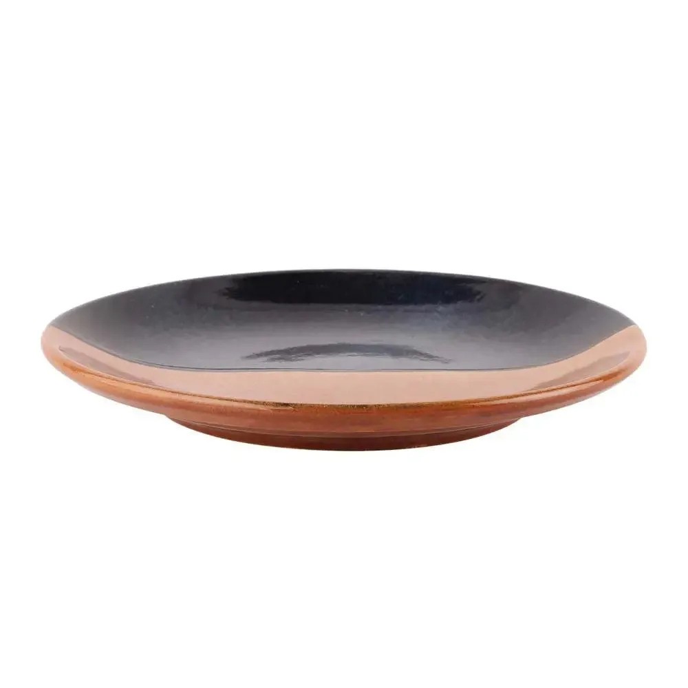 Black & Brown Handpainted Ceramic Dinner Plates Set Of 4