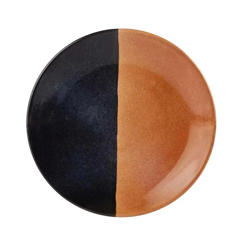 Black & Brown Handpainted Ceramic Dinner Plates Set Of 4