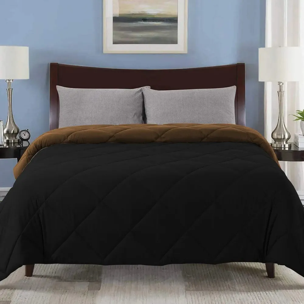 Black & Brown Quilted Double Bed Comforter