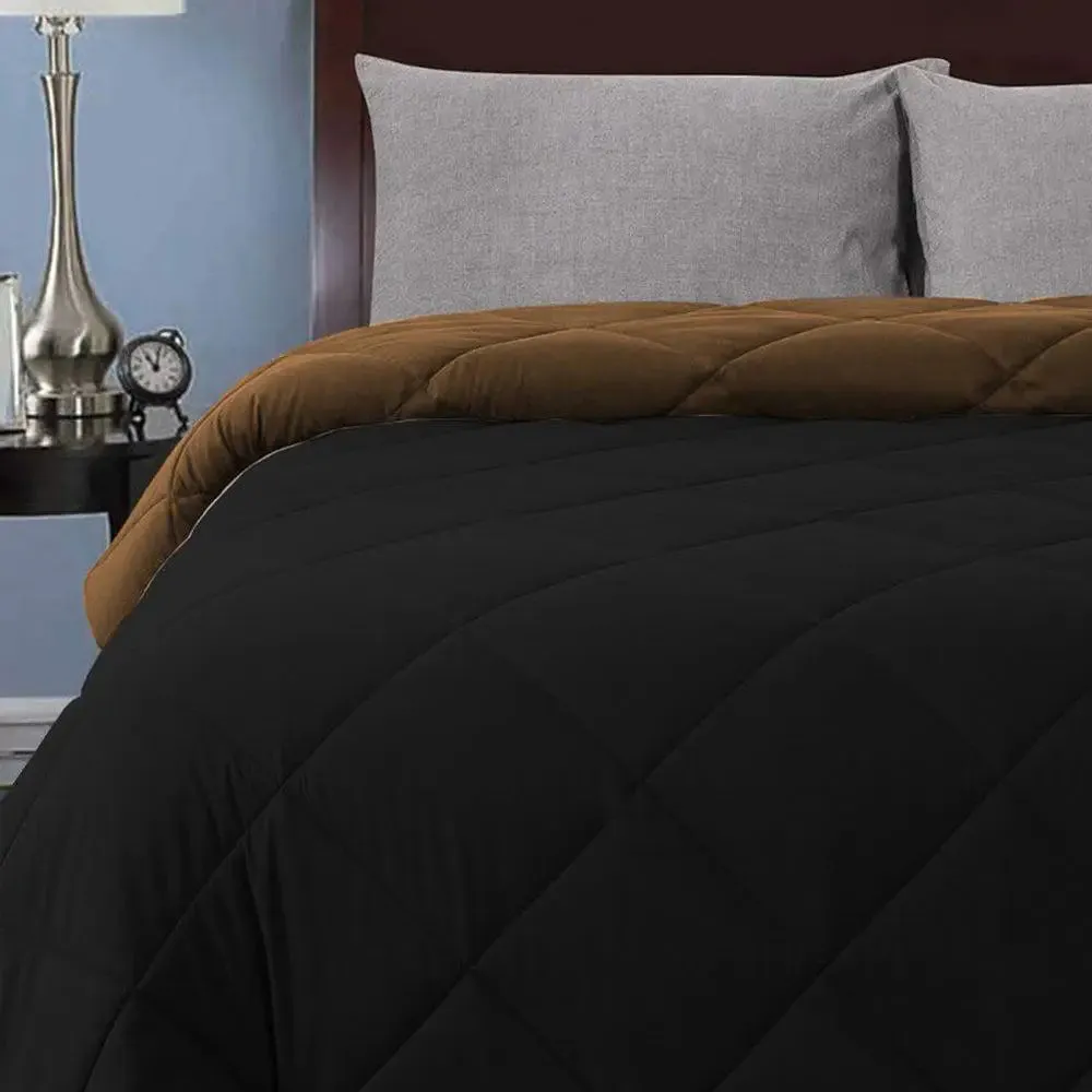 Black & Brown Quilted Double Bed Comforter