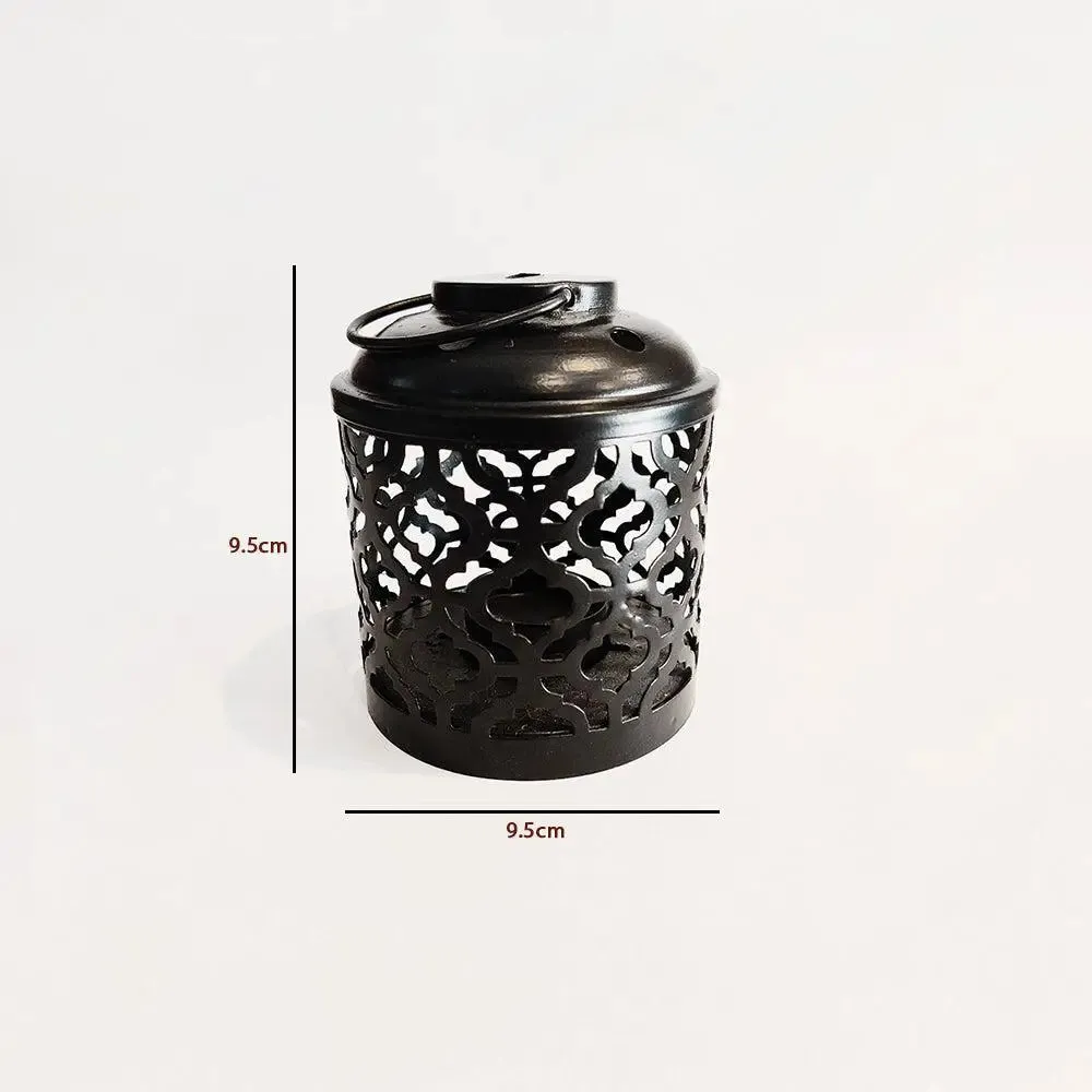 Black Caged Metal Tea light Holder in Lantern Style
