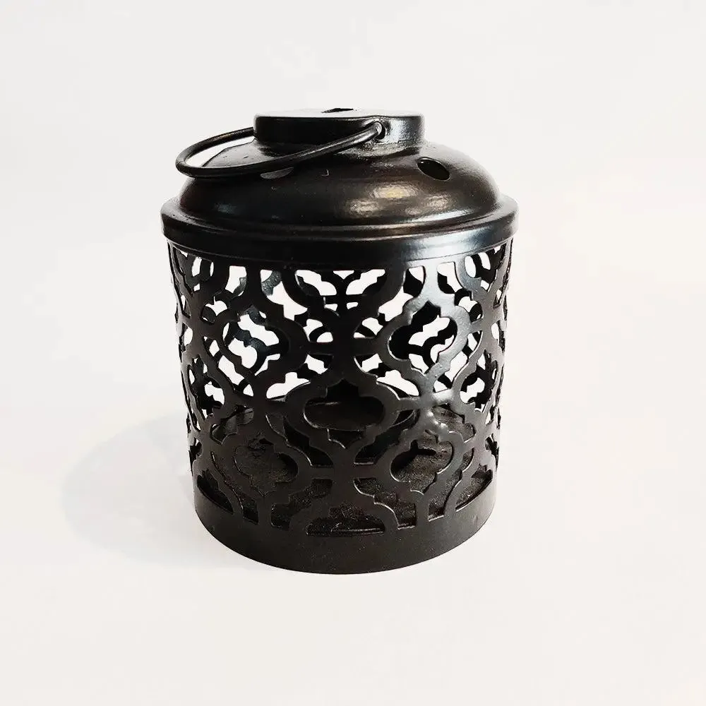 Black Caged Metal Tea light Holder in Lantern Style