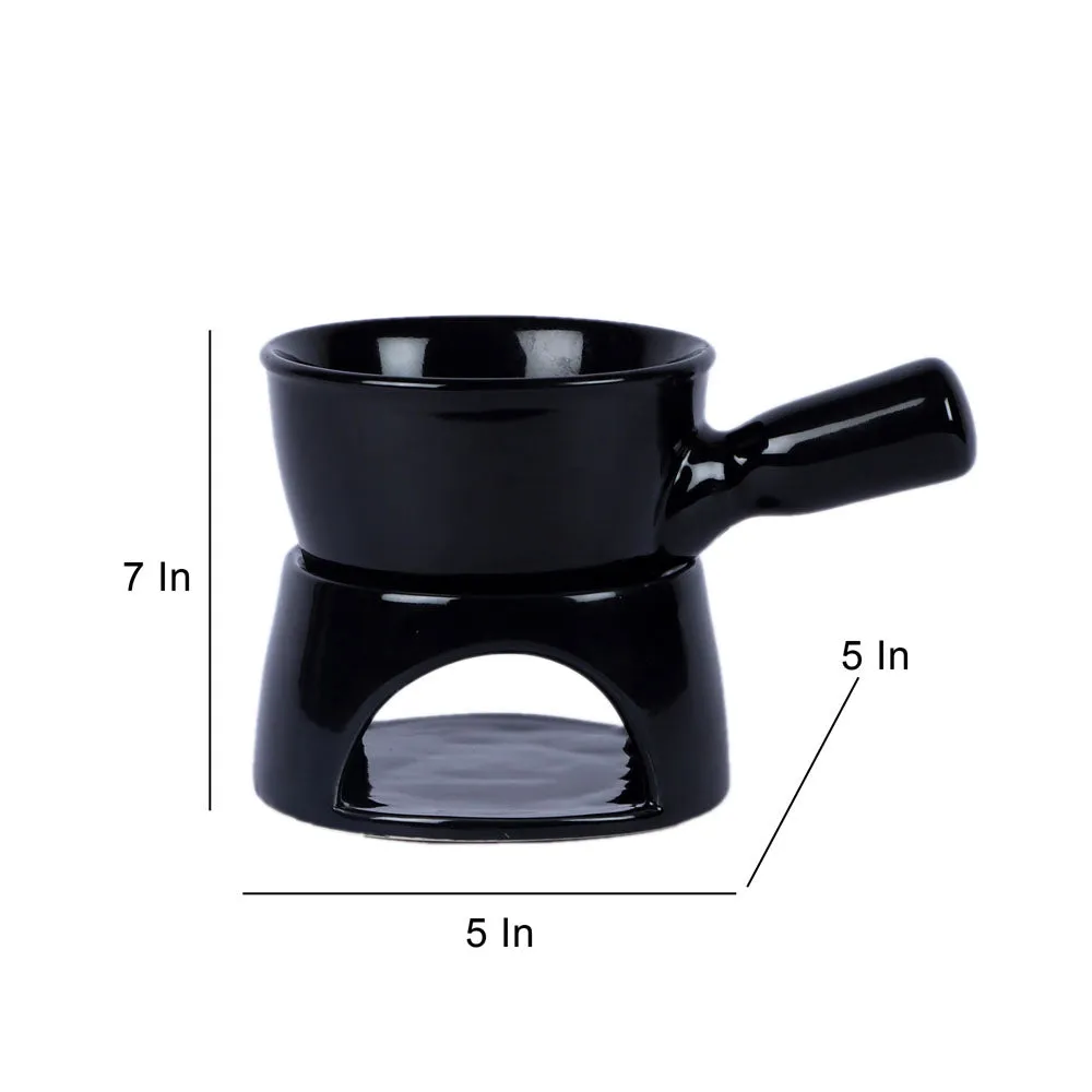 Black Classic Fondue Set With Plates & Sticks