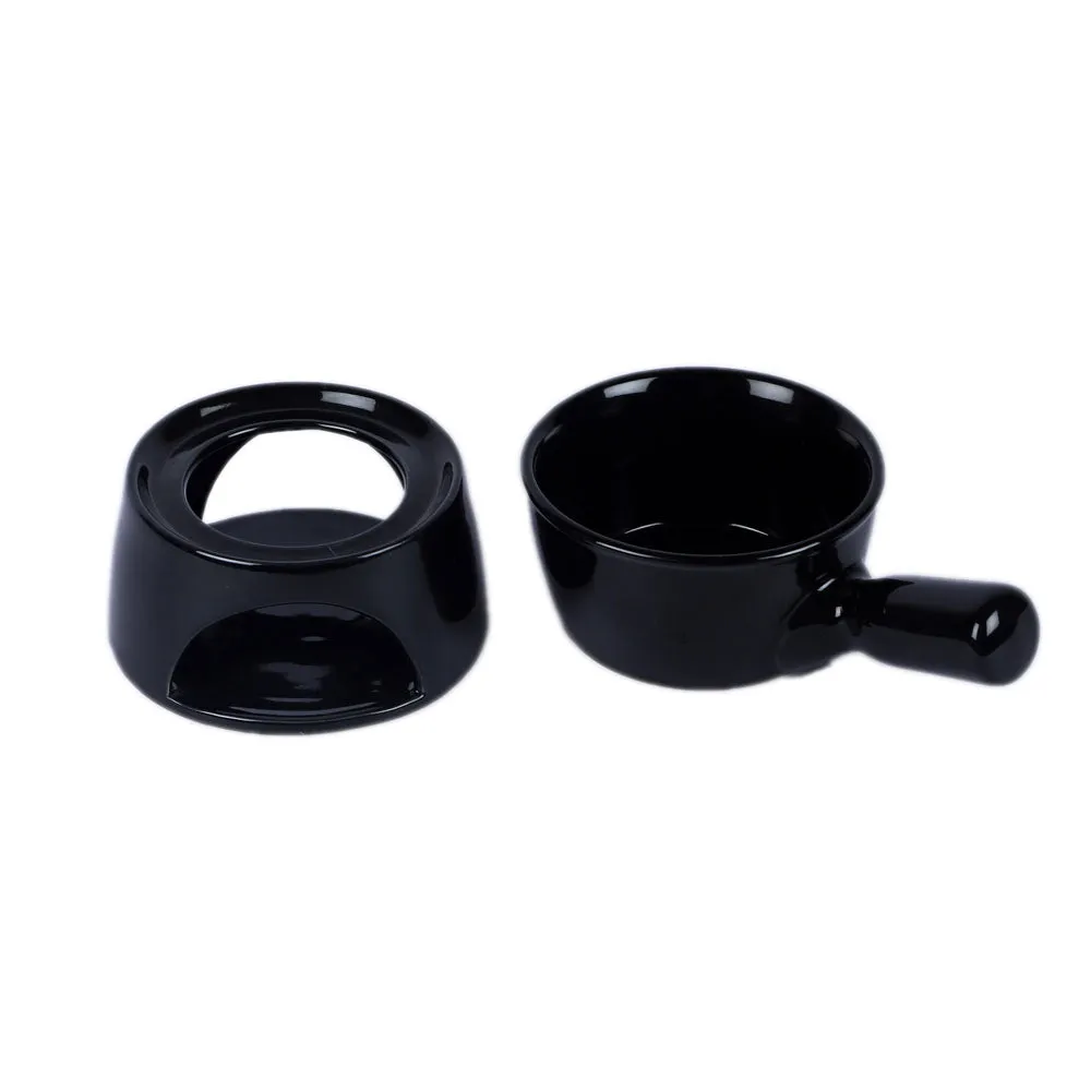 Black Classic Fondue Set With Plates & Sticks