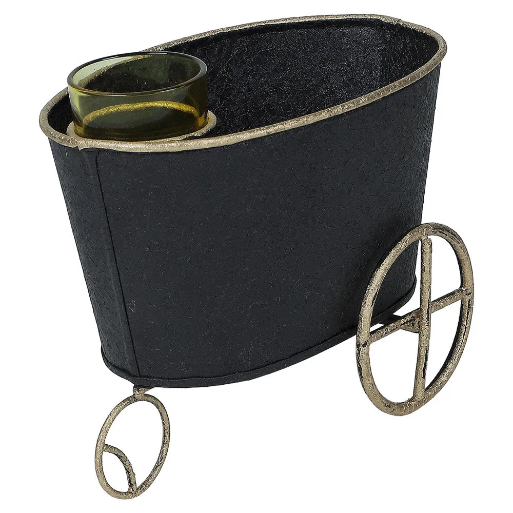 Black Container With Golden Wheels Snacks Platter