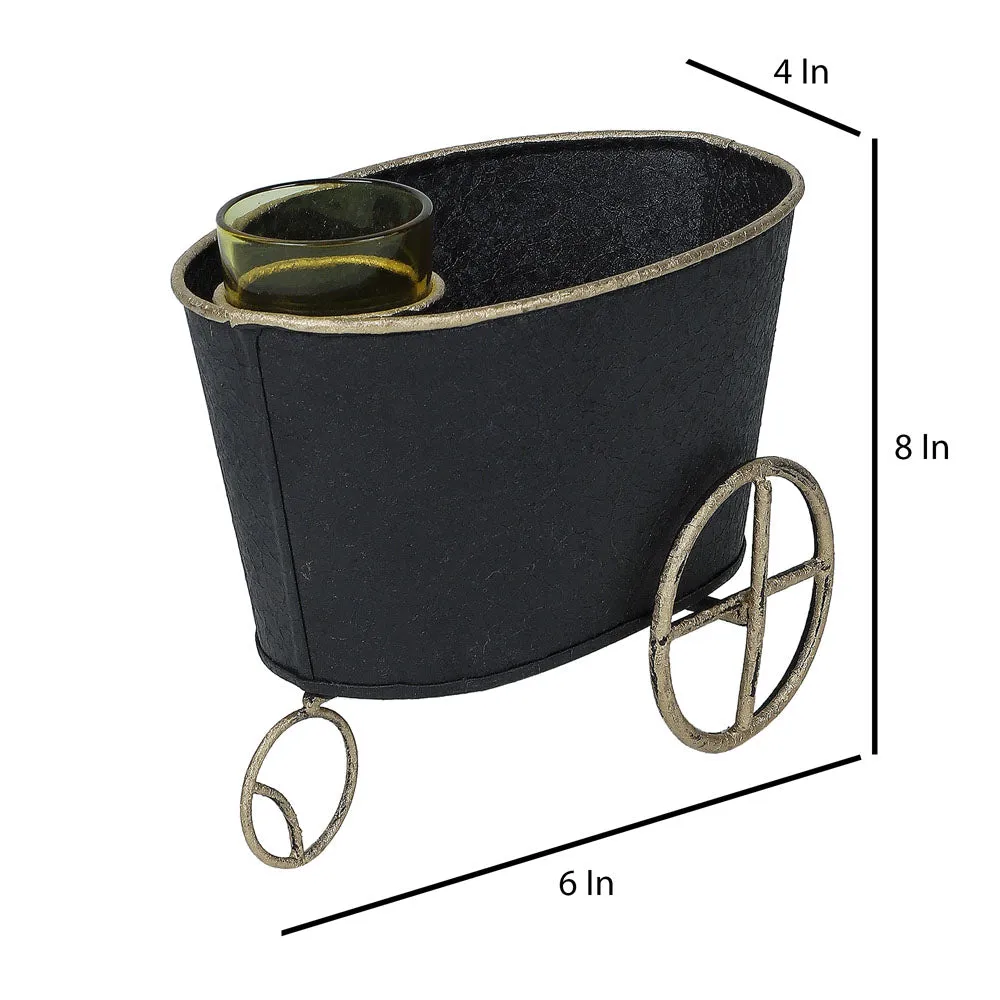 Black Container With Golden Wheels Snacks Platter