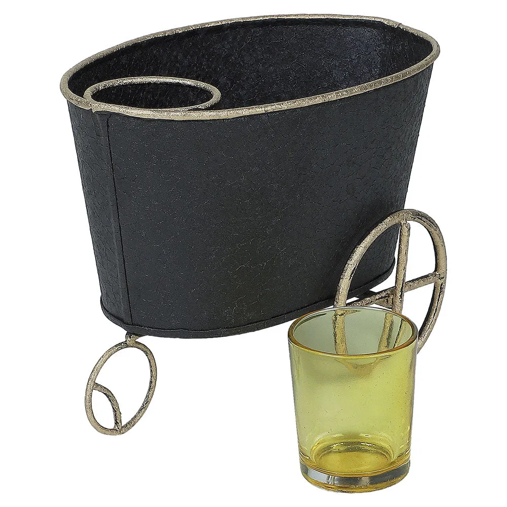 Black Container With Golden Wheels Snacks Platter