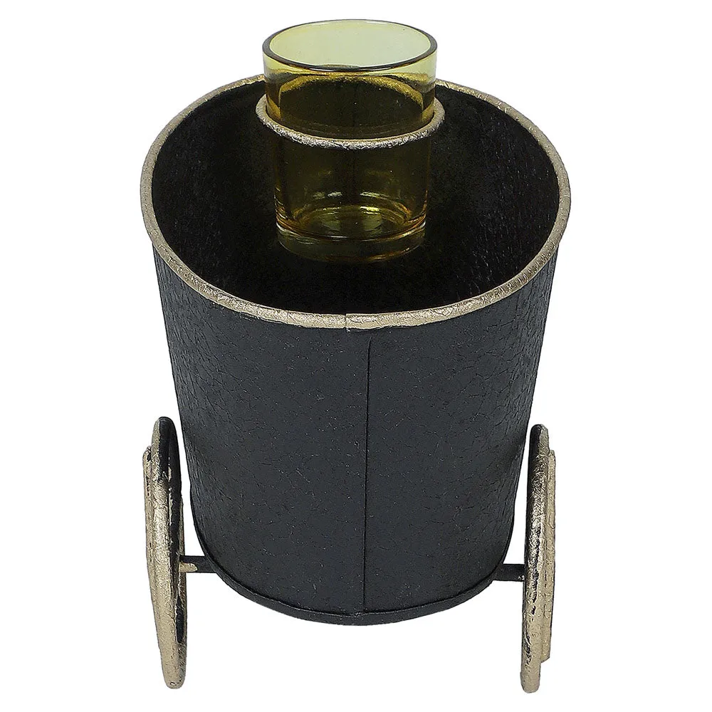 Black Container With Golden Wheels Snacks Platter