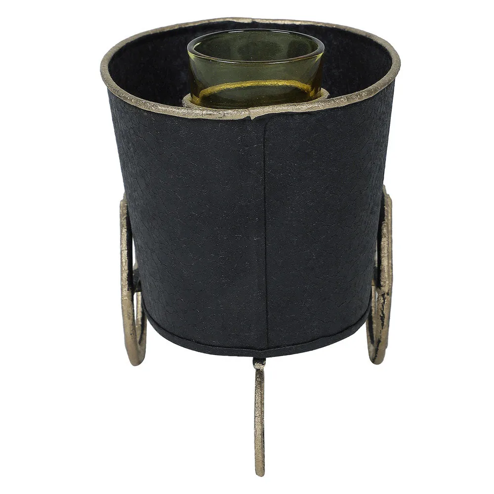 Black Container With Golden Wheels Snacks Platter