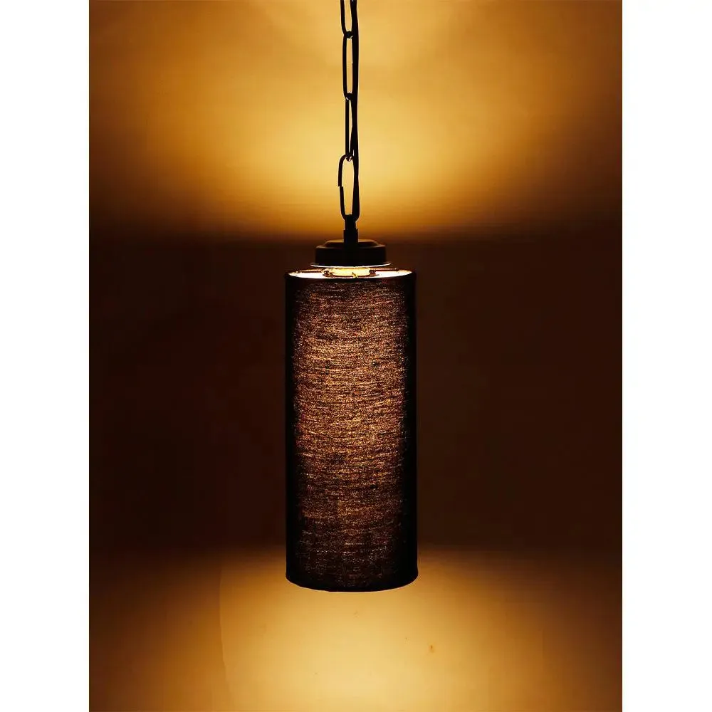 Black Cotton Cylindrical Hanging Lamp