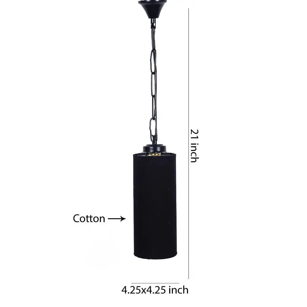 Black Cotton Cylindrical Hanging Lamp