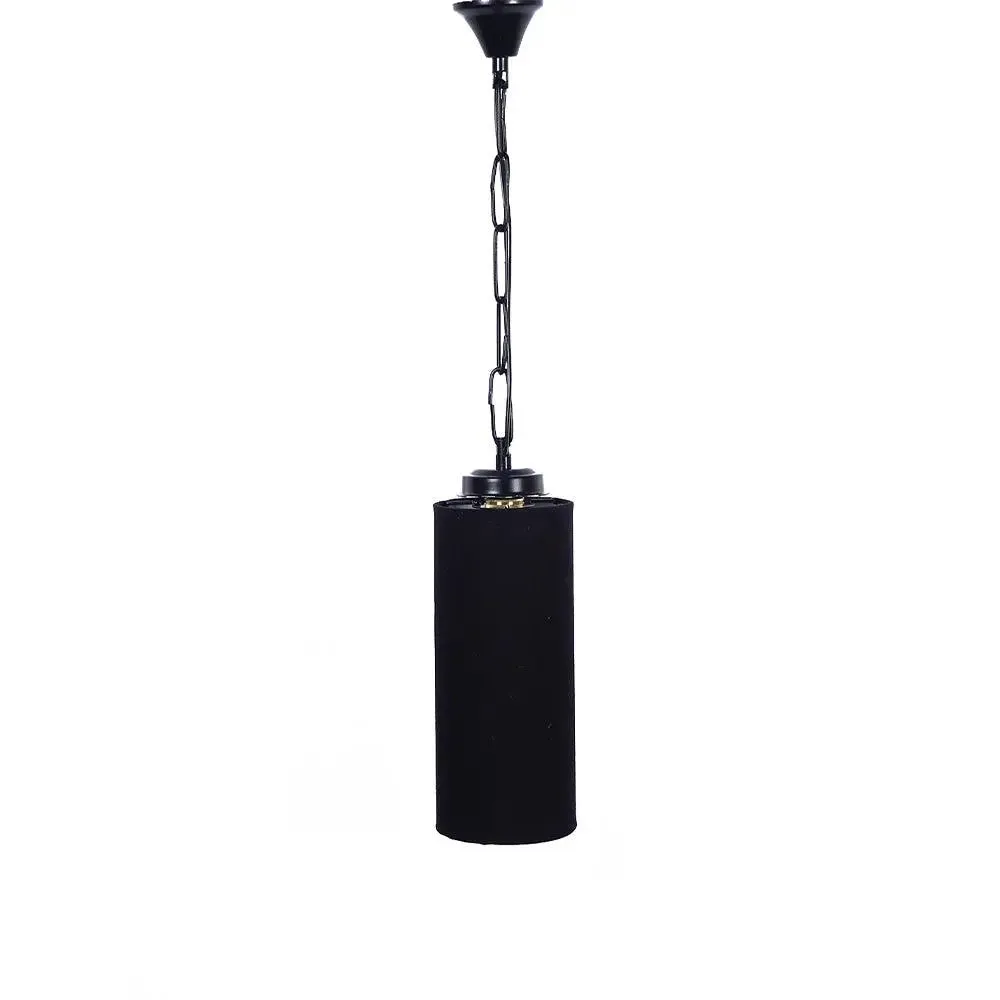 Black Cotton Cylindrical Hanging Lamp