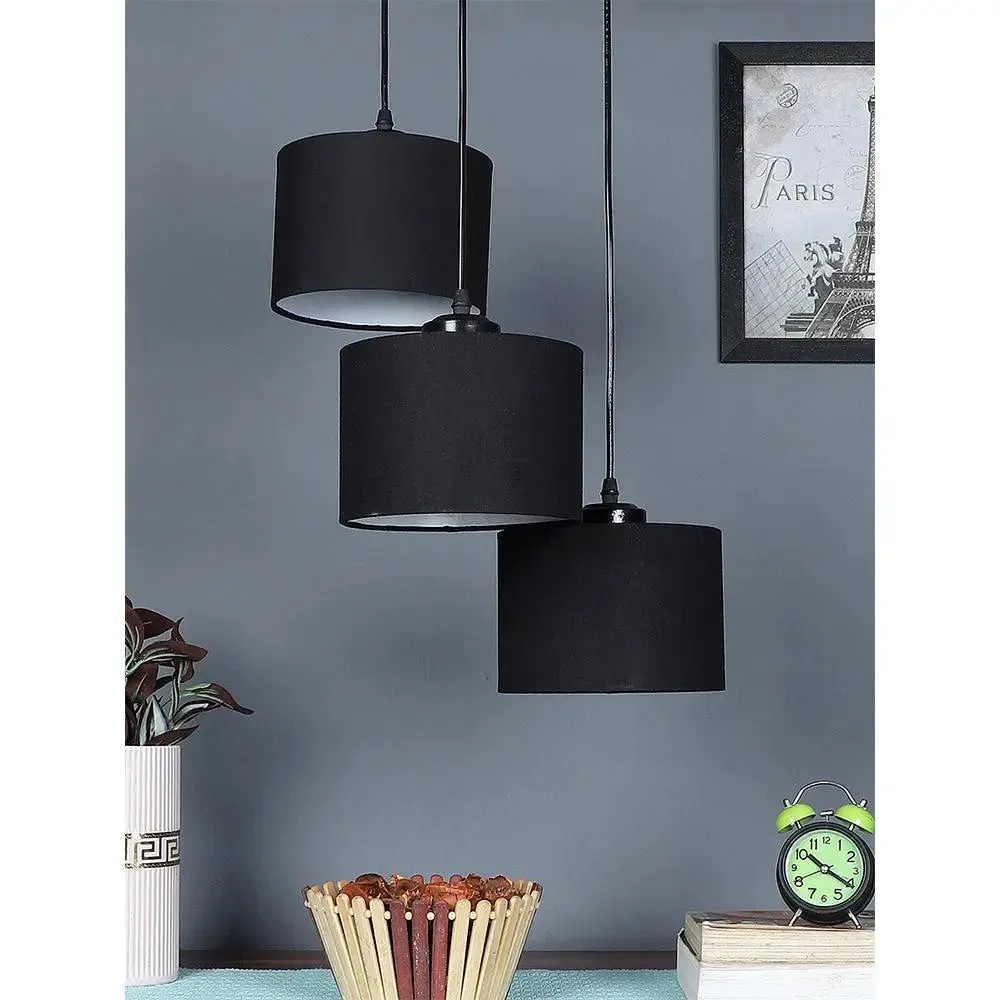 Black Cotton Drum Cluster Hanging Light