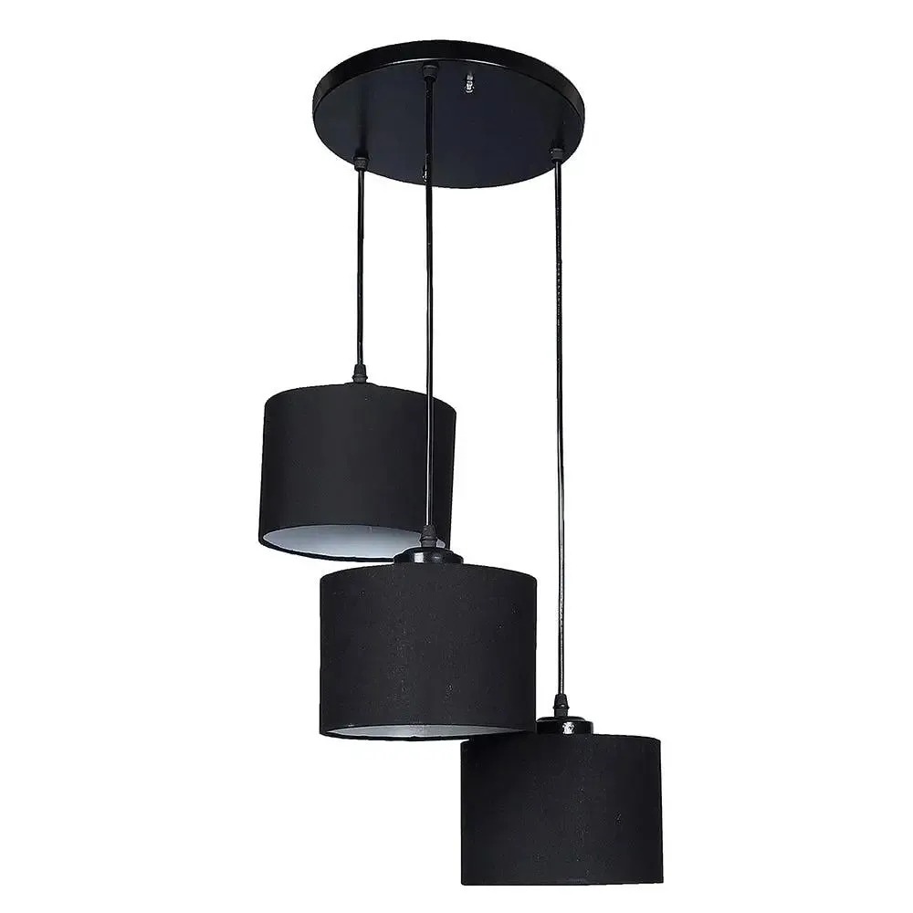 Black Cotton Drum Cluster Hanging Light