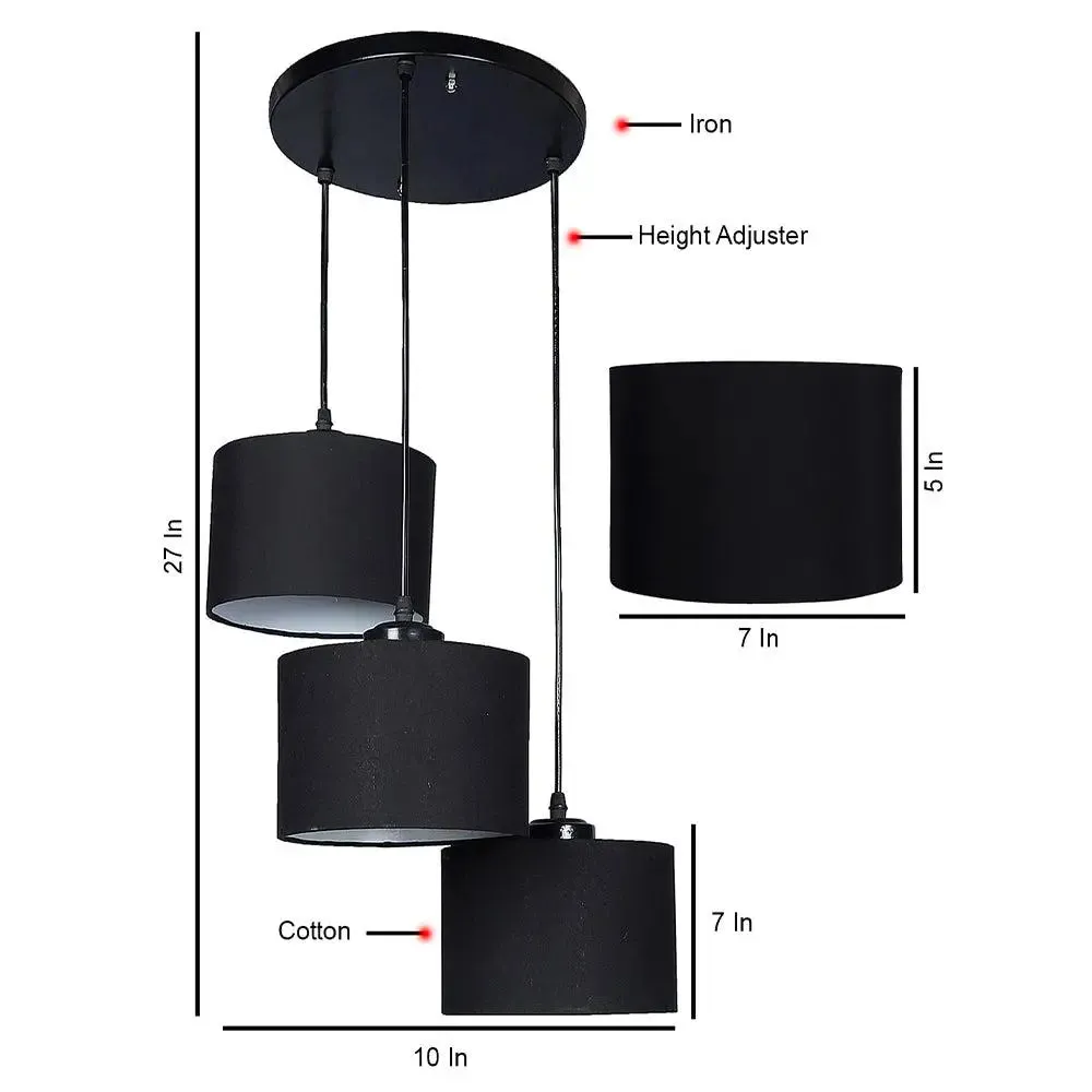 Black Cotton Drum Cluster Hanging Light