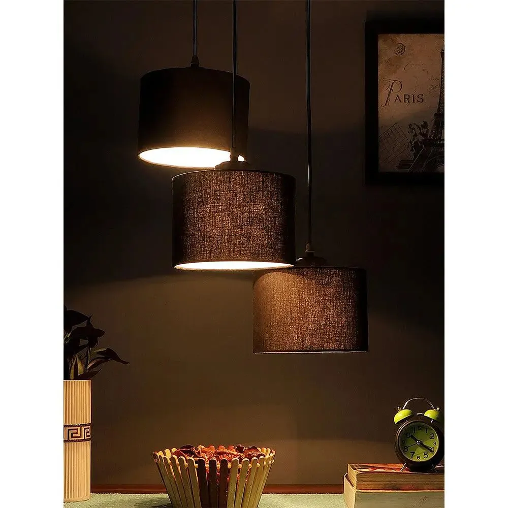 Black Cotton Drum Cluster Hanging Light