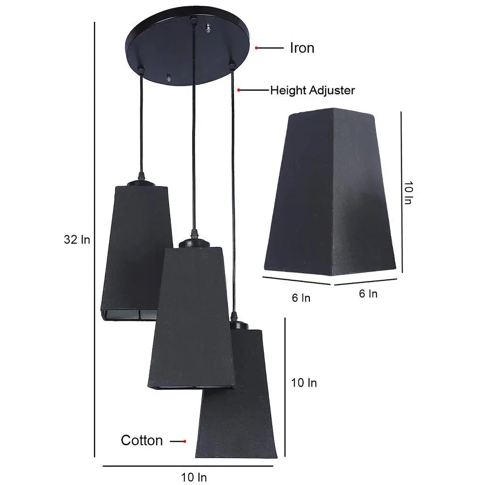 Black Cotton Pyramid Cluster Hanging Lamp