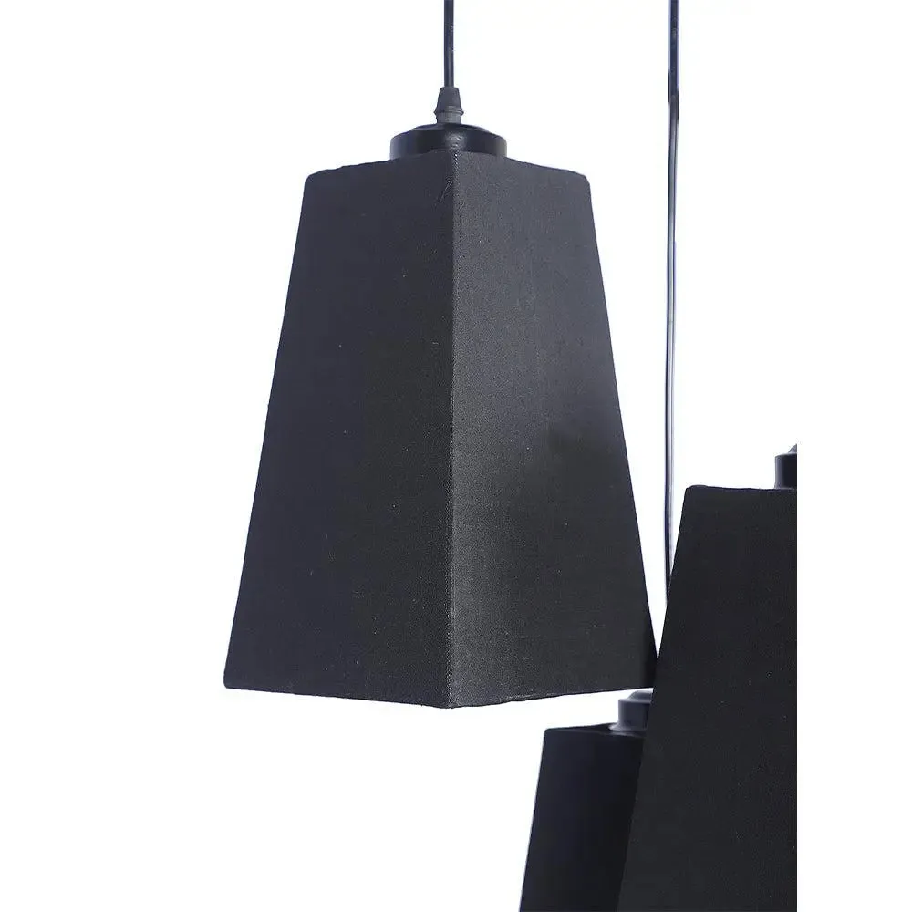 Black Cotton Pyramid Cluster Hanging Lamp