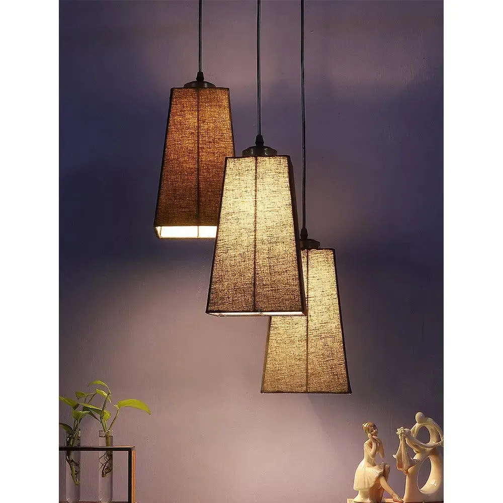 Black Cotton Pyramid Cluster Hanging Lamp