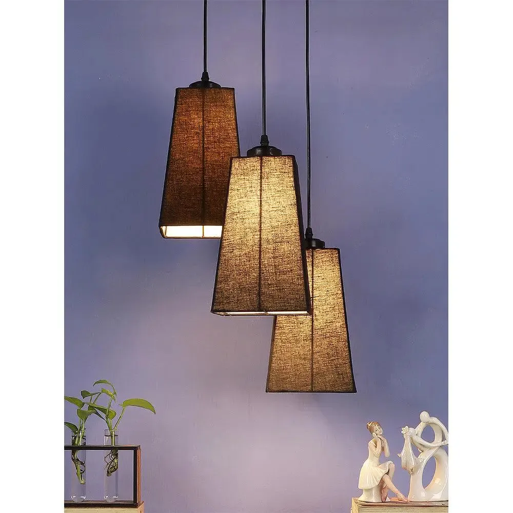 Black Cotton Pyramid Cluster Hanging Lamp