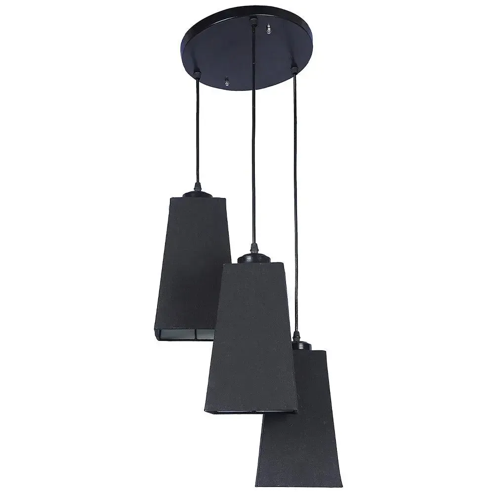 Black Cotton Pyramid Cluster Hanging Lamp
