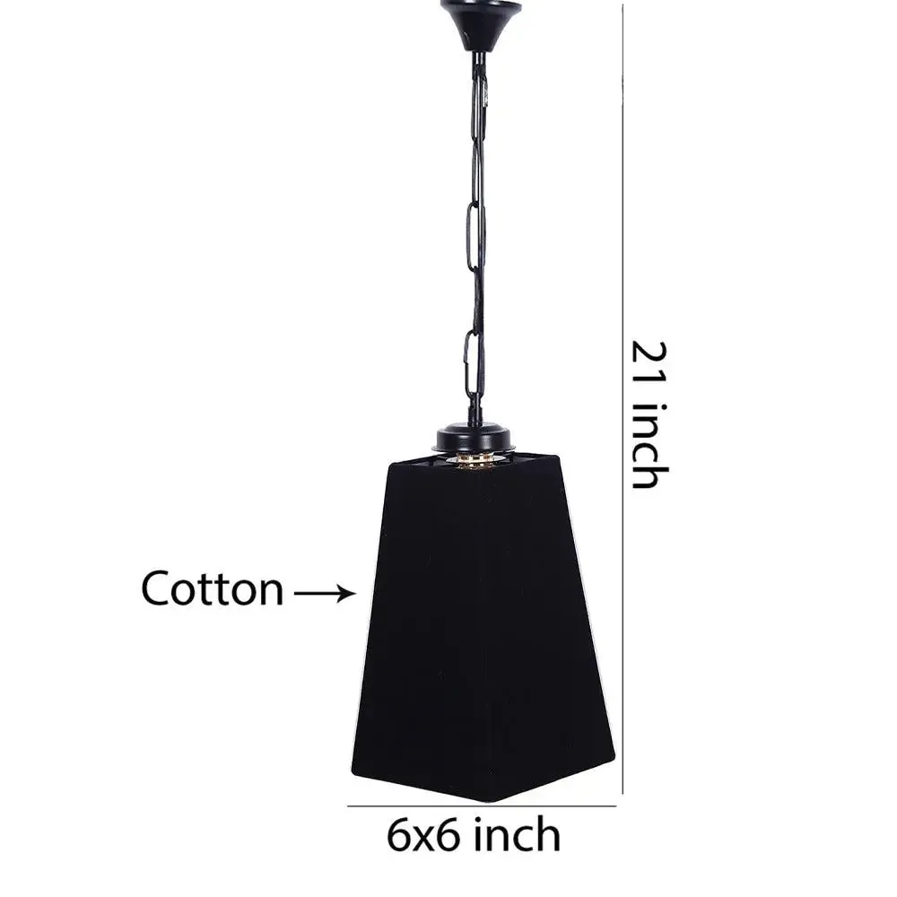 Black Cotton Pyramid Hanging Lamp