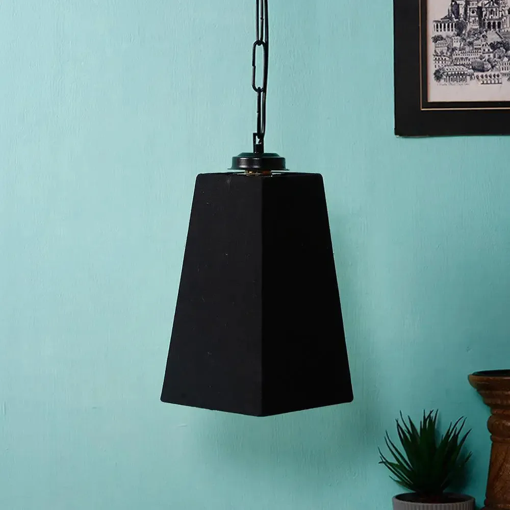 Black Cotton Pyramid Hanging Lamp