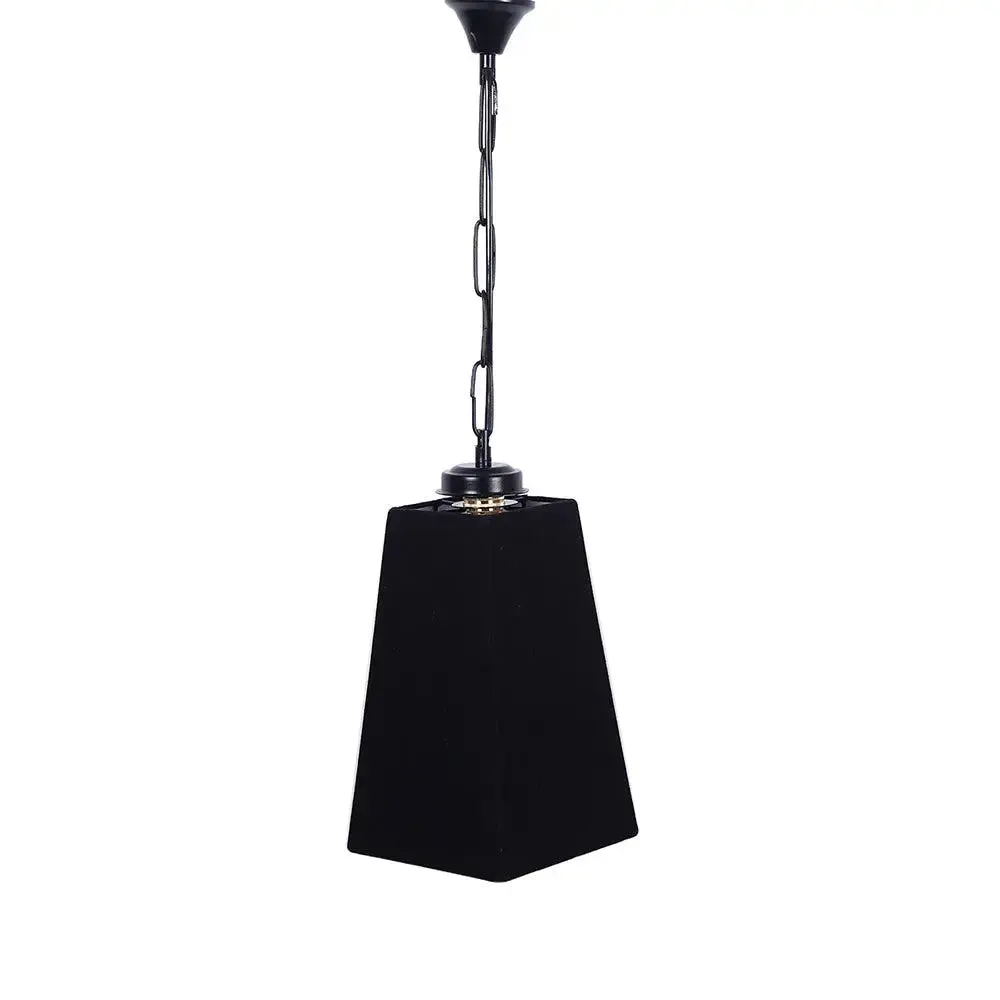 Black Cotton Pyramid Hanging Lamp