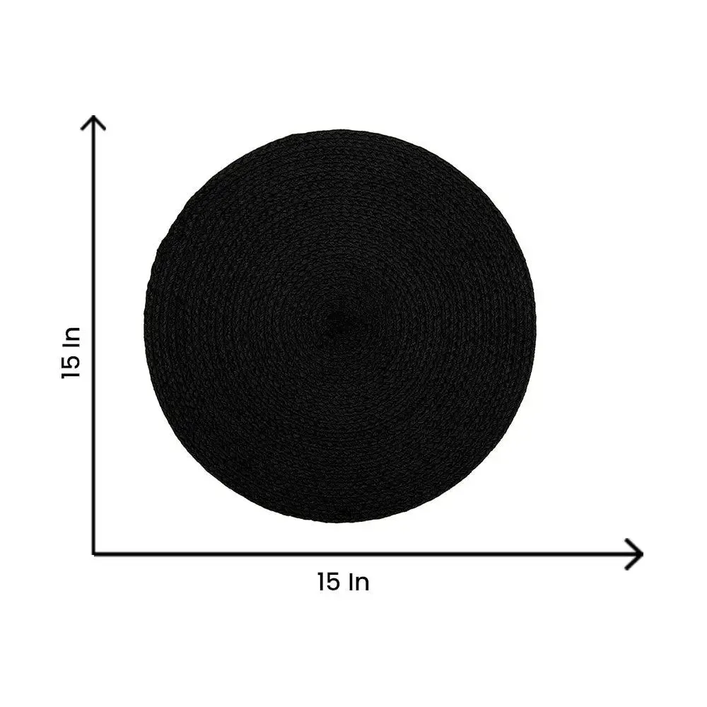 Black Cotton Round Placemat Set Of 2