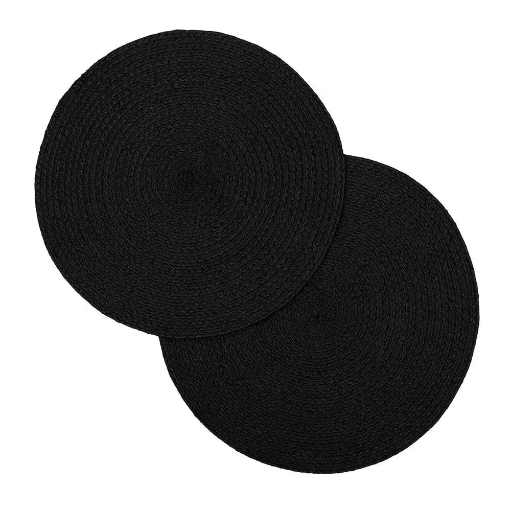 Black Cotton Round Placemat Set Of 2