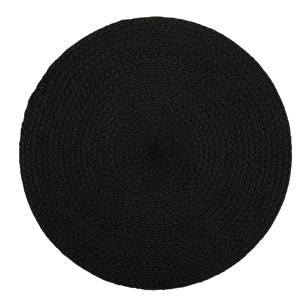 Black Cotton Round Placemat Set Of 2