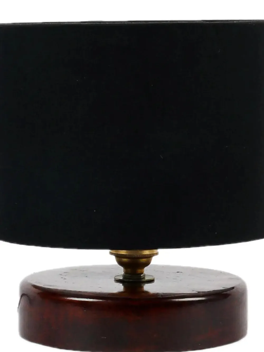 Black Cotton Table Lamp with Brown Wood Base