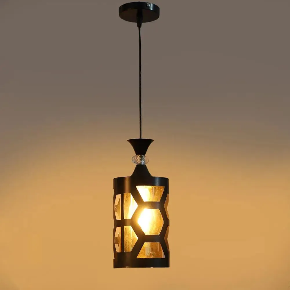 Black Cutting Framed Lustre Glass Ceiling Light
