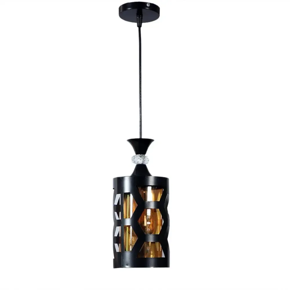 Black Cutting Framed Lustre Glass Ceiling Light