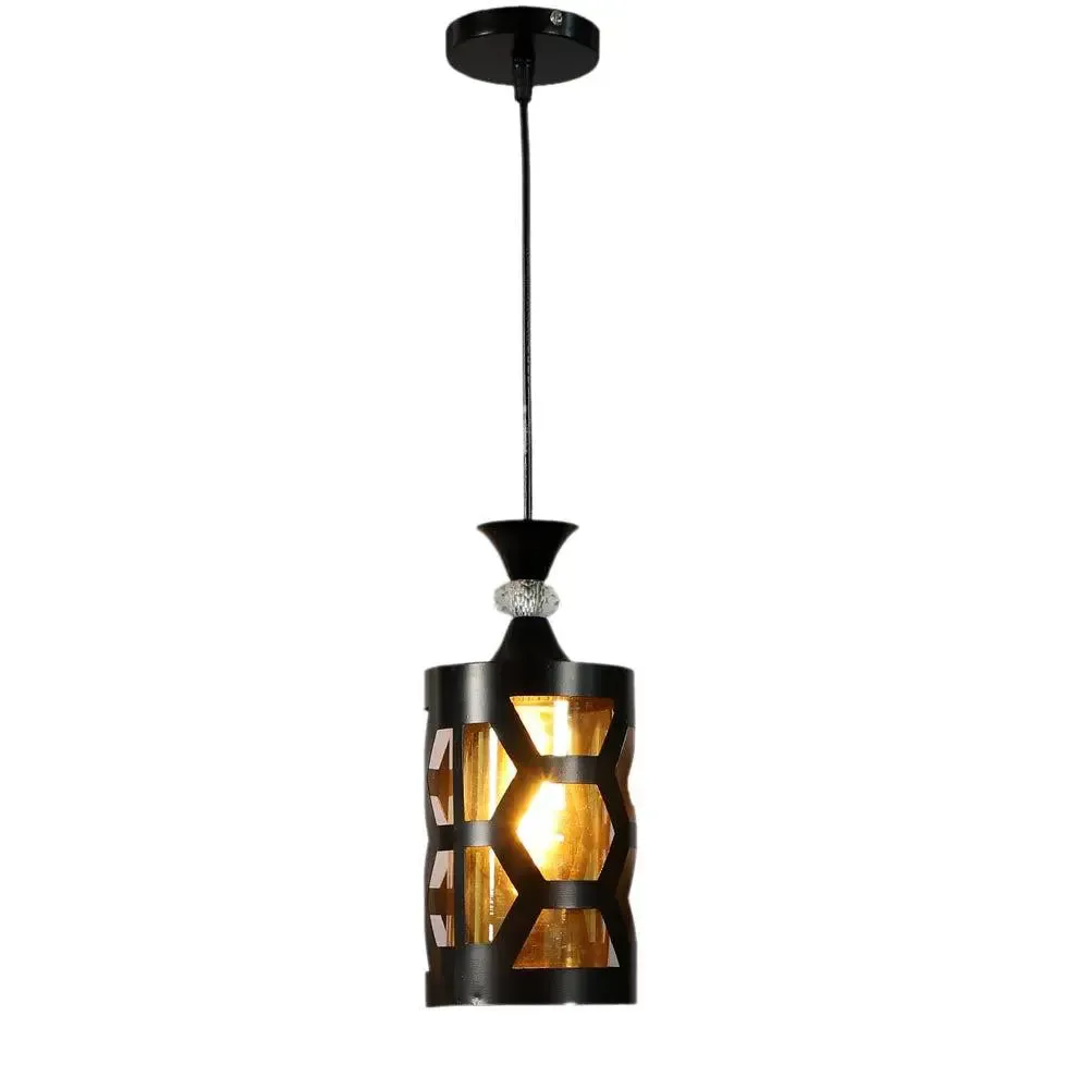 Black Cutting Framed Lustre Glass Ceiling Light