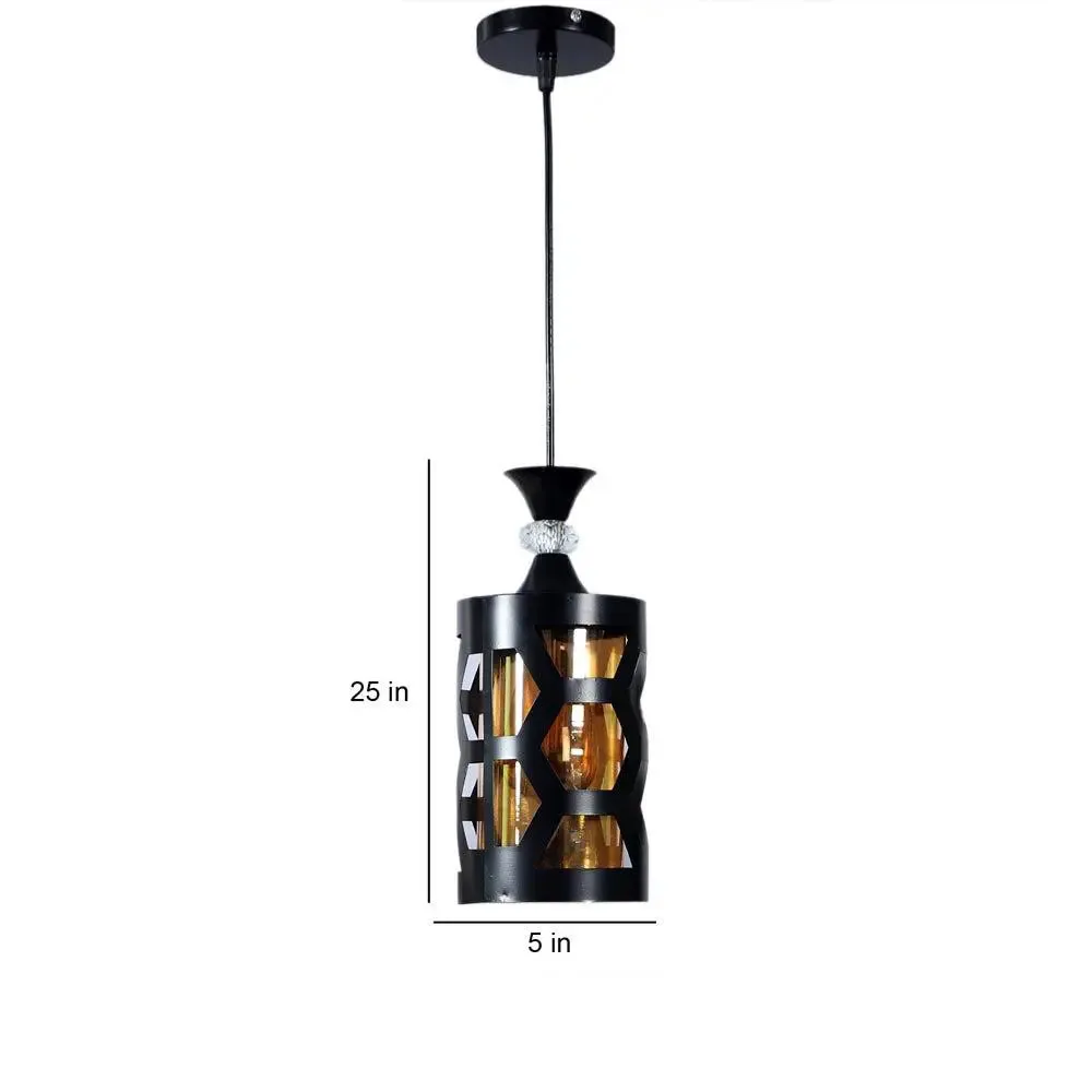 Black Cutting Framed Lustre Glass Ceiling Light