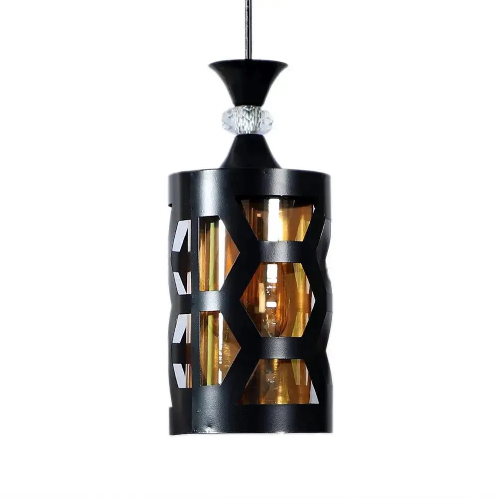 Black Cutting Framed Lustre Glass Ceiling Light