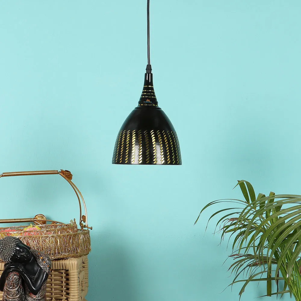 Black Designer Metal Hanging Light (Silver, Pack of 1)