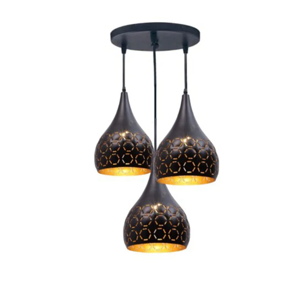 Black Finish Designer Triplet Hanging Light  (Bulb not included)