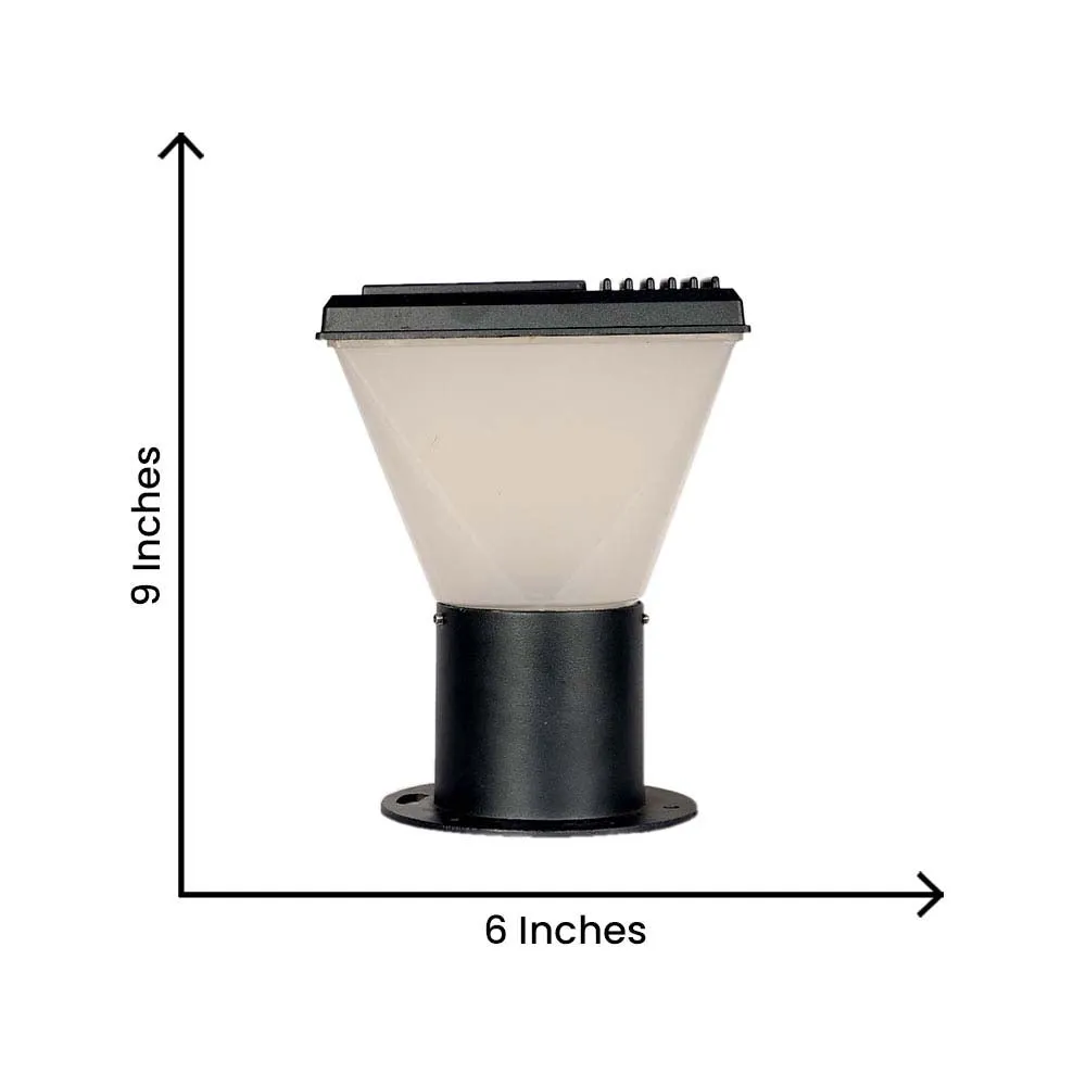 Black Framed Bright White Conical Outdoor Gate Light Single Piece