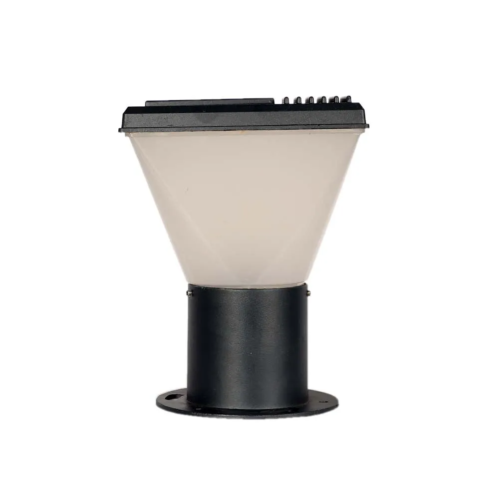 Black Framed Bright White Conical Outdoor Gate Light Single Piece