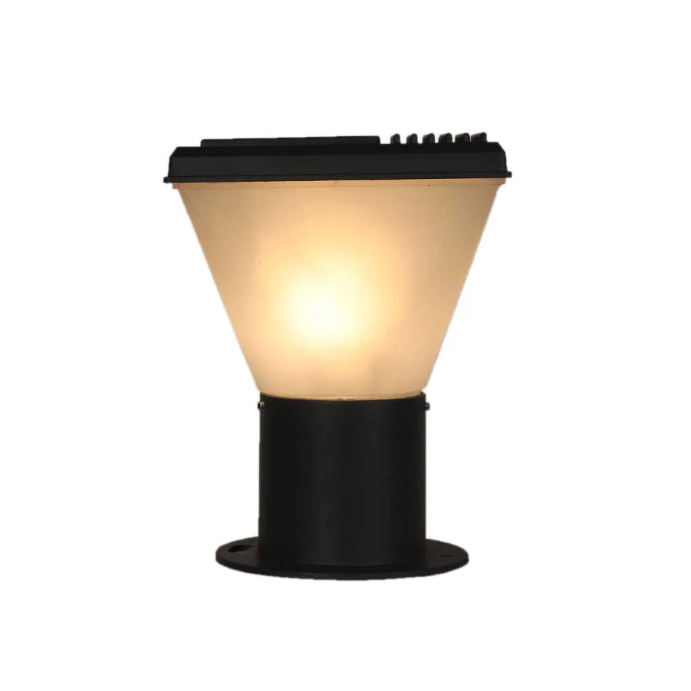 Black Framed Bright White Conical Outdoor Gate Light Single Piece