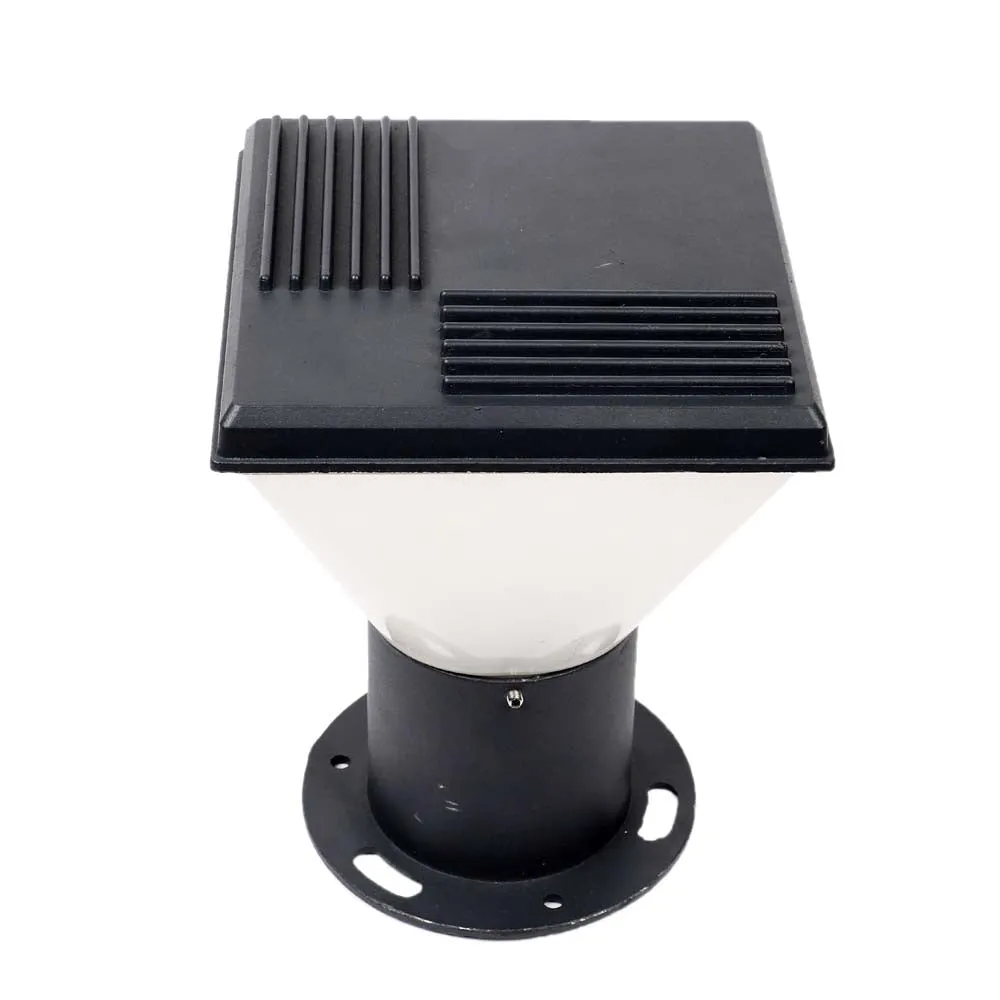 Black Framed Bright White Conical Outdoor Gate Light Single Piece