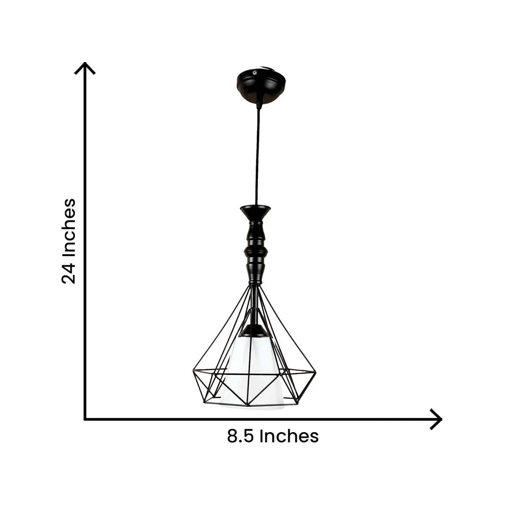 Black Geometric Metal Encased White Cluster Hanging Lights