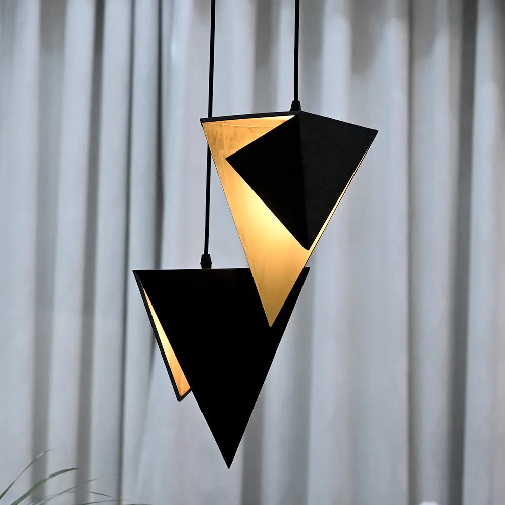 Black & Gold Geometrical Cluster Handpainted Hanging Light