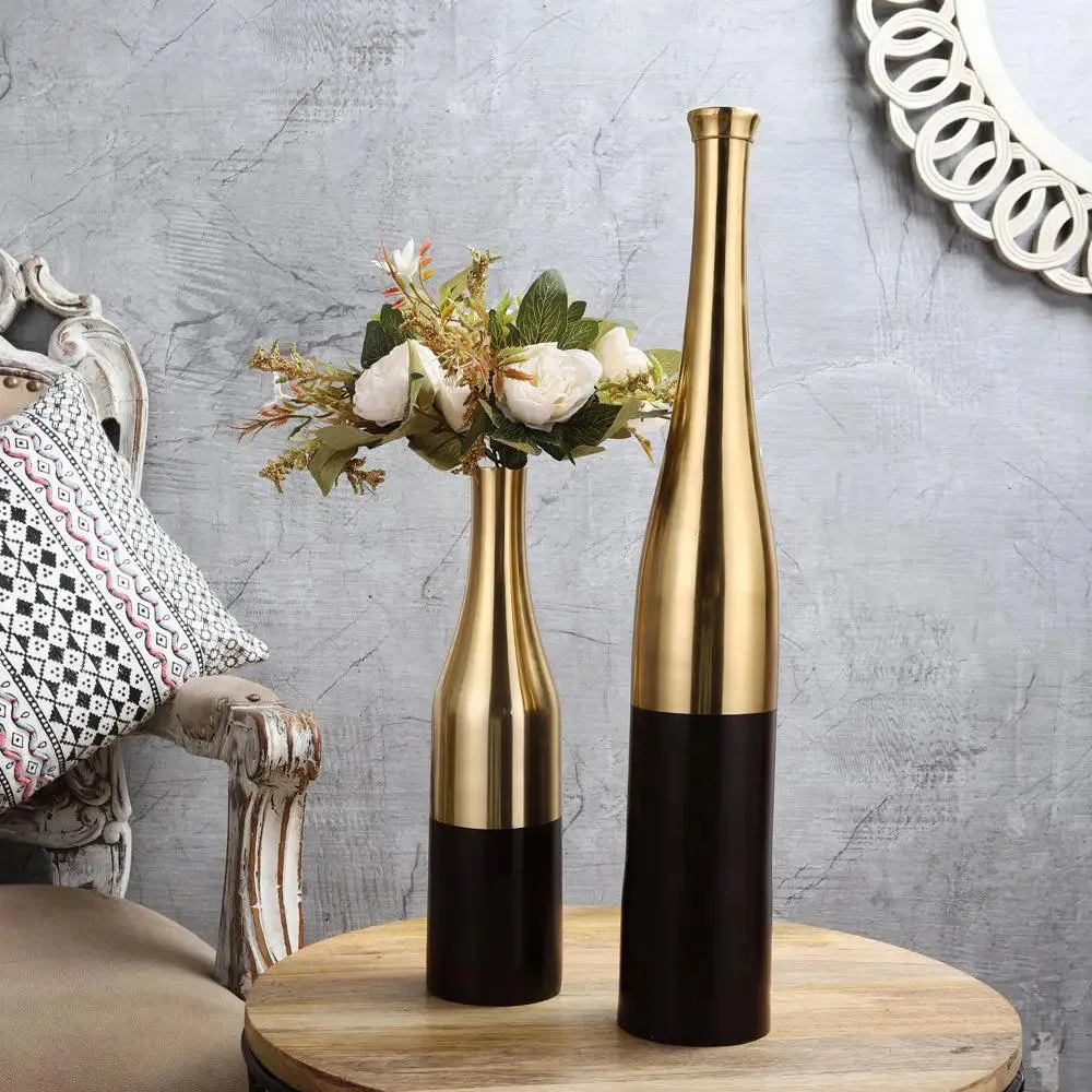 Black & Gold Large Champagne Bottle Vase