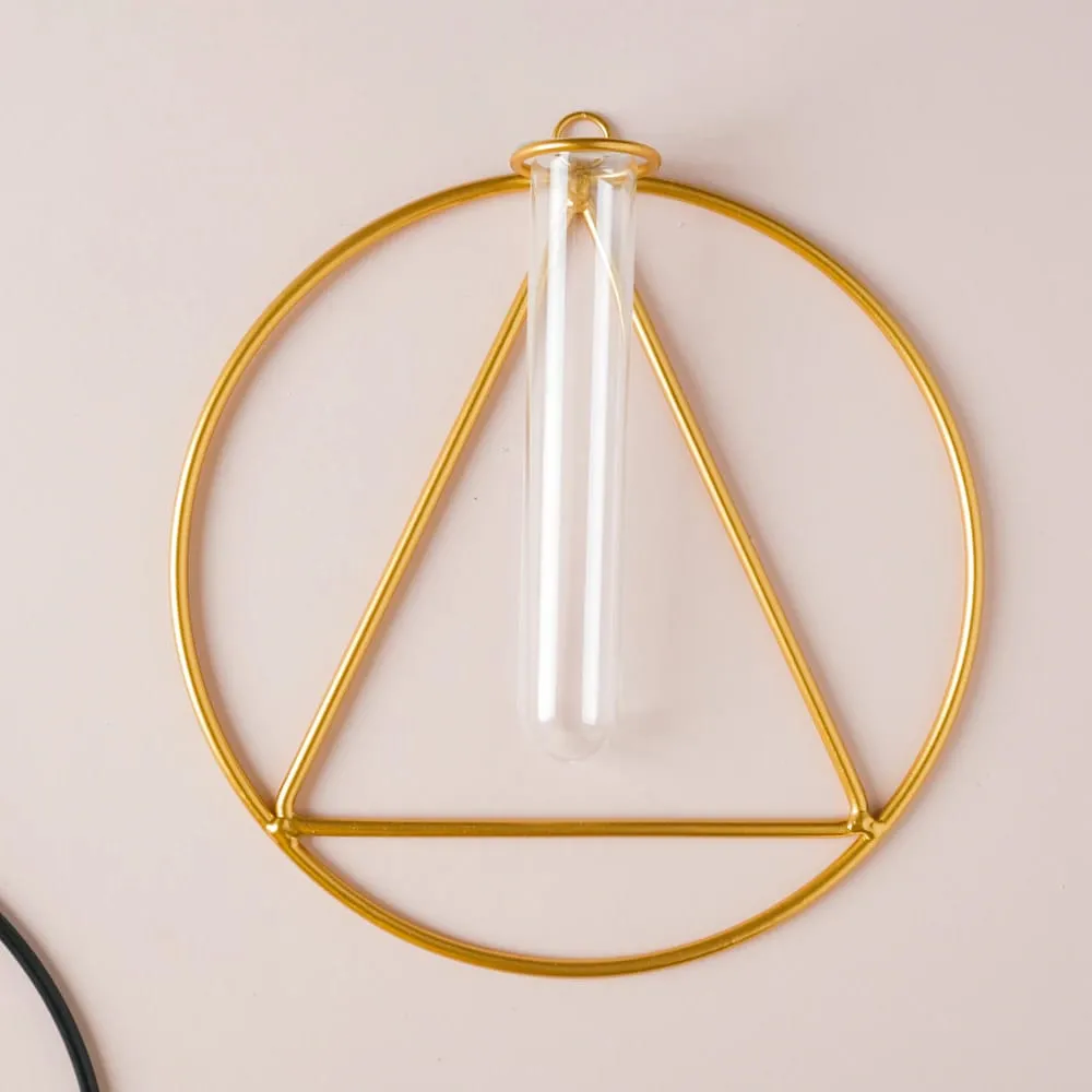 Black & Golden Circular Wall Decorative Test Tube Vase Set Of 2
